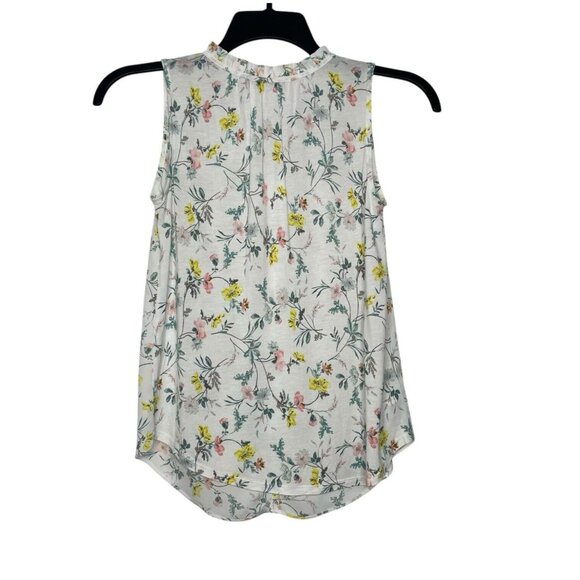 LOFT Womens Top Size XXS Petites Floral Sleeveless V-Neck Rayon Polyester - Picture 3 of 5